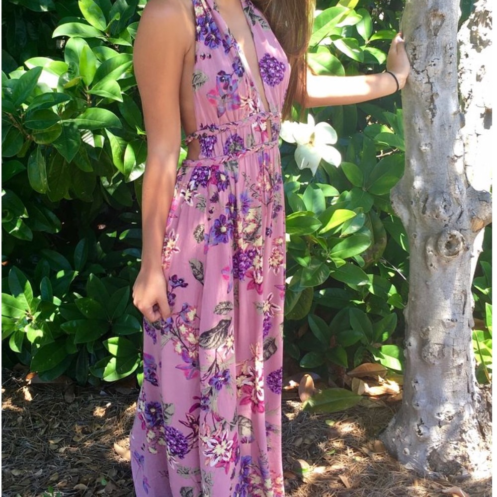 Illa illa dark pink floral maxi dress